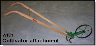 Wheel hoe set up as garden cultivator