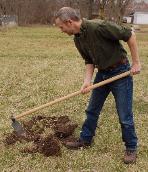 removing sod with grub hoe